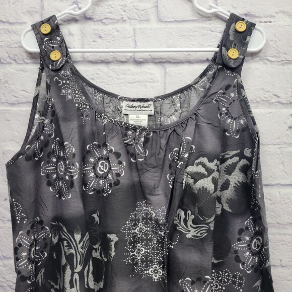 NWOT Anthony Richards Patio House Dress Size XL Sleeveless Button Straps Muumuu - Picture 2 of 10